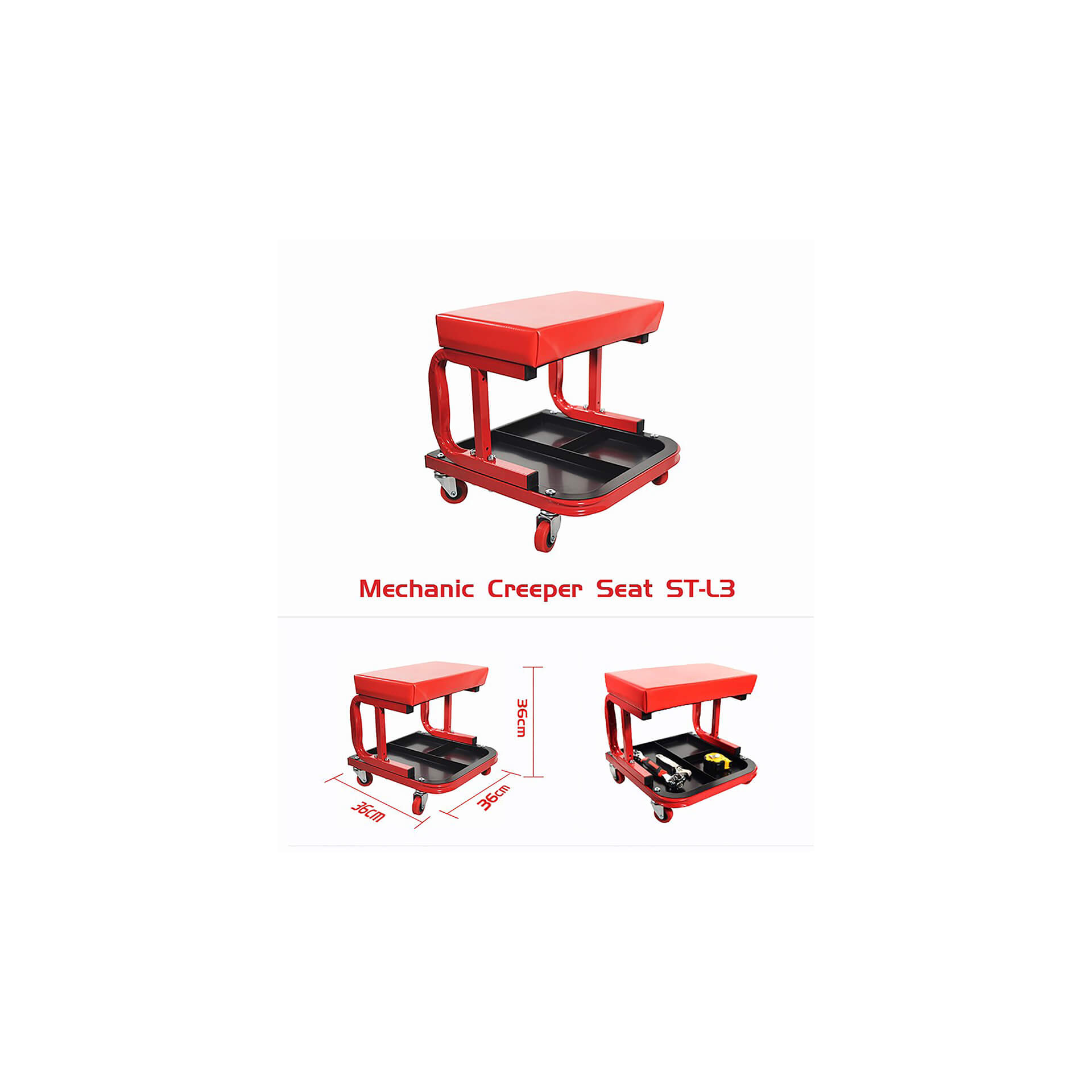 Image of motoprofessional Workshop sedile scorrevole, rosso