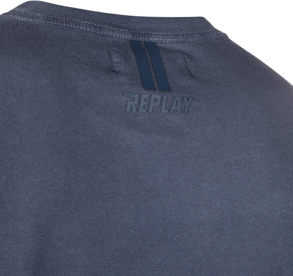 Side view of Replay Classic T-Shirt, blue, Size XS for Men