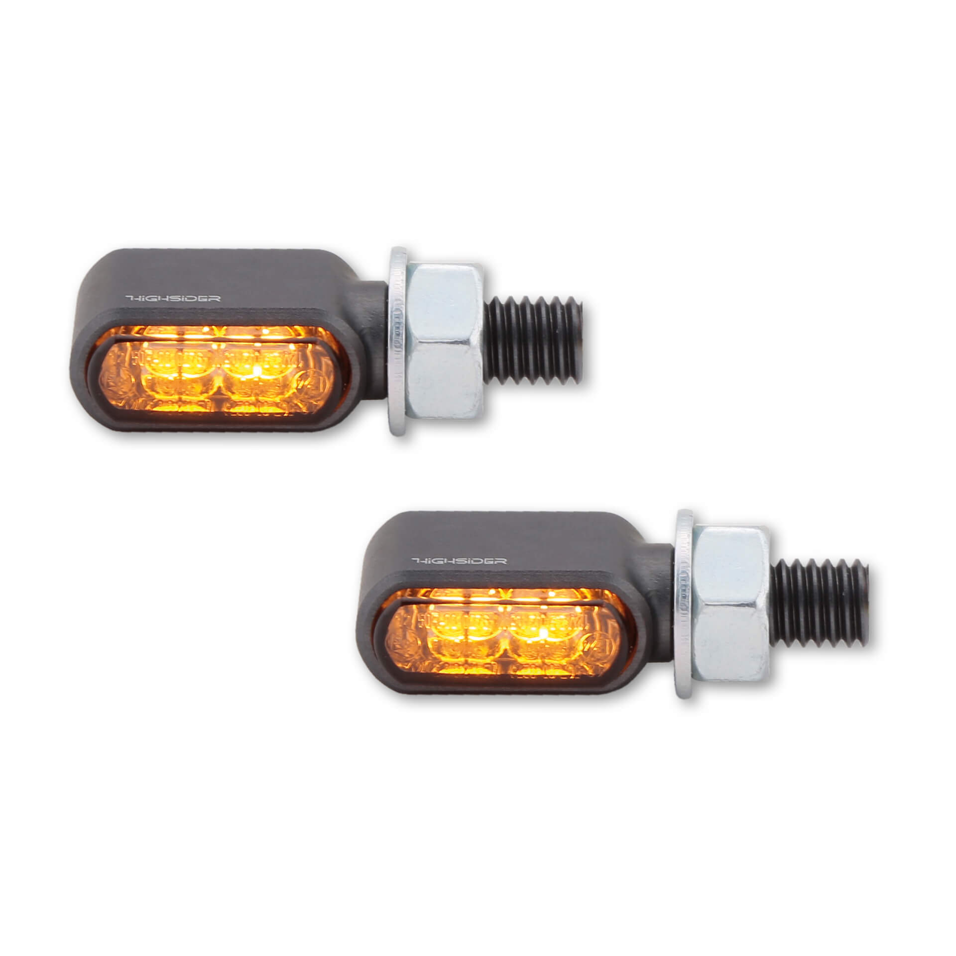 HIGHSIDER CNC LED indicators LITTLE BRONX, titanium, tinted glass, E-approved, pair, silver, silver