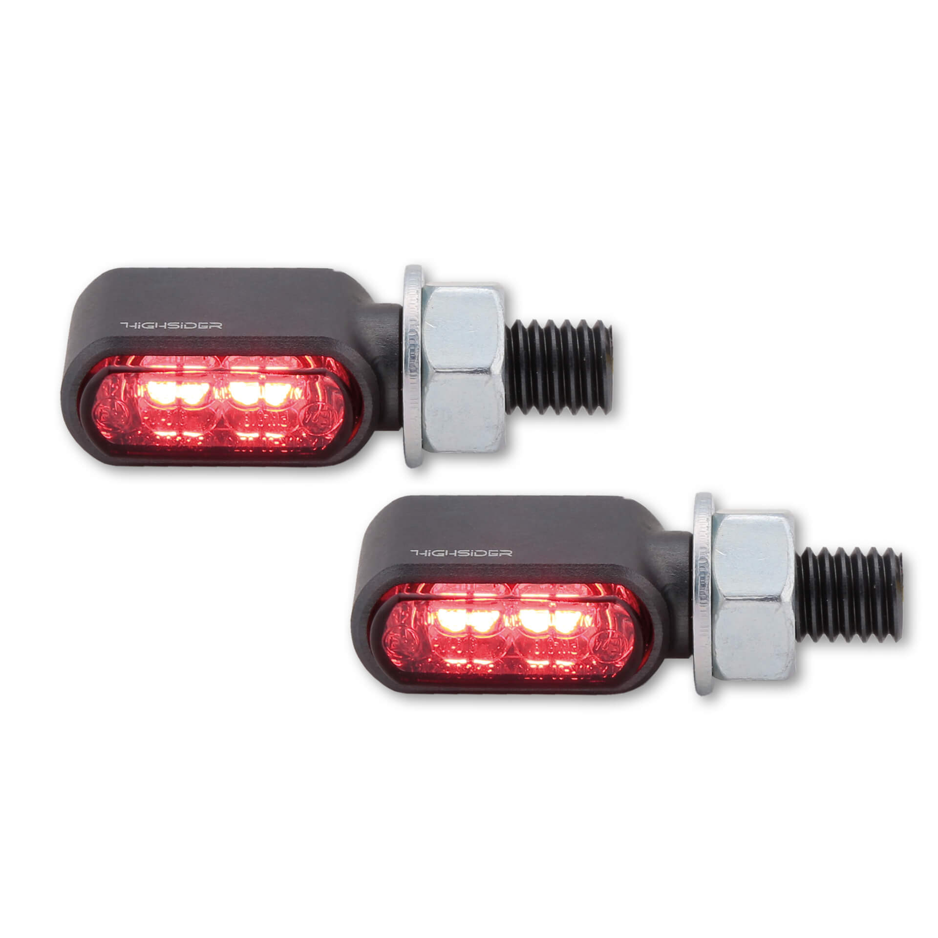HIGHSIDER CNC LED tail-, brake light, turn signal LITTLE BRONX, titanium, tinted, E-approved, pair, silver, silver