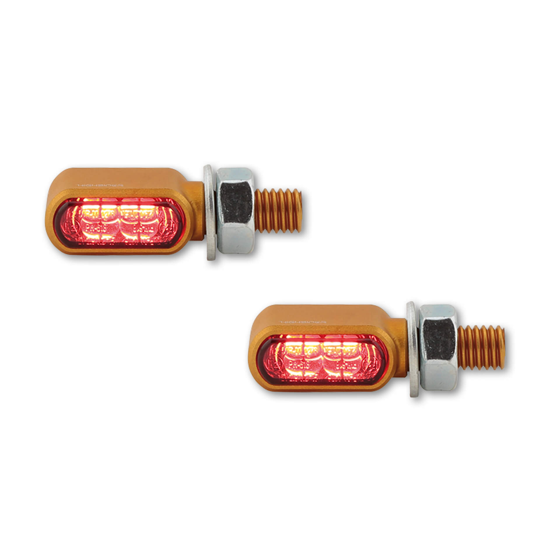HIGHSIDER CNC LED tail-, brake light, turn signal LITTLE BRONX, gold, tinted, E-approved, pair, gold