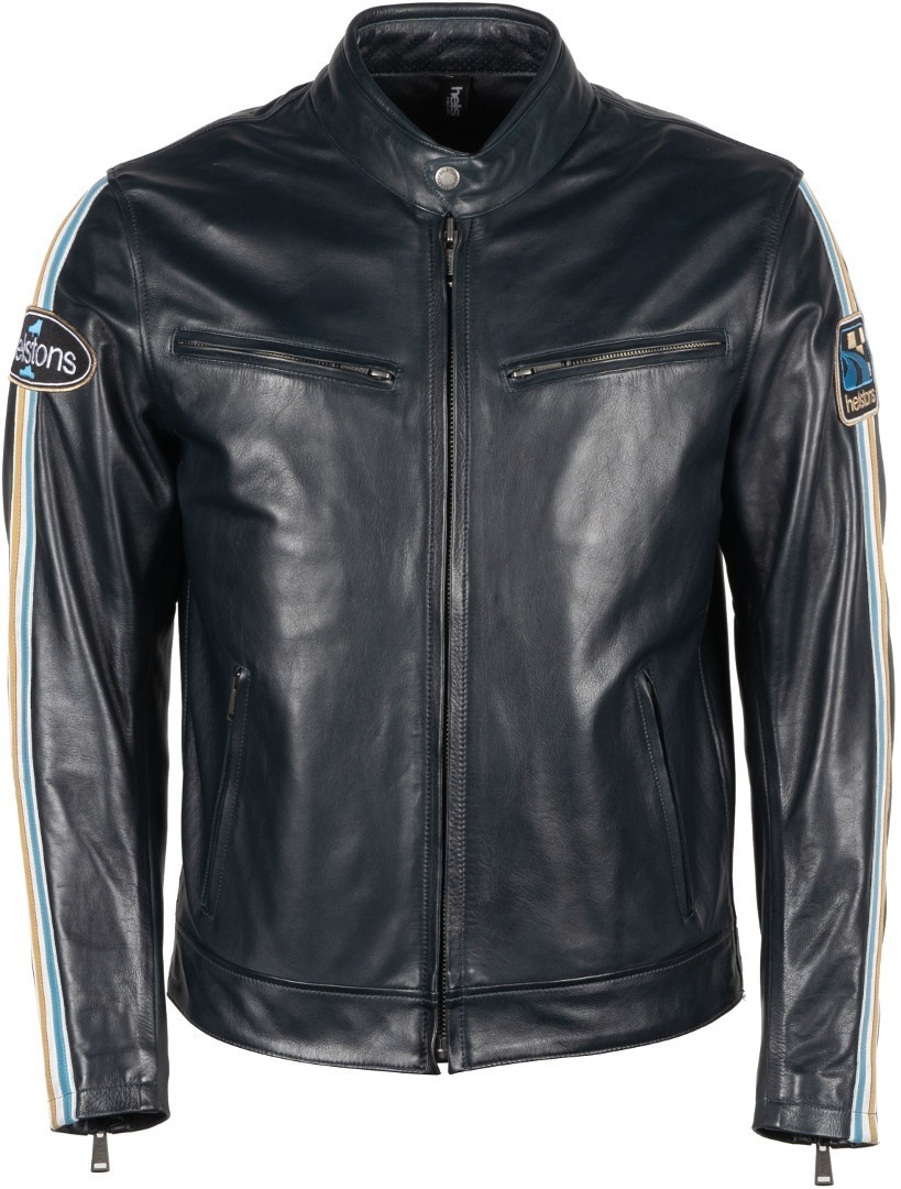 Helstons Race Motorcycle Leather Jacket, blue, Size M, blue, Size M