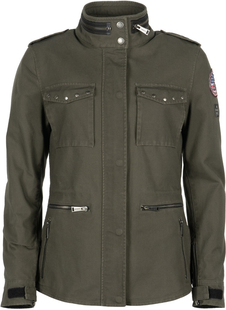Helstons Tara Ladies Motorcycle Textile Jacket, green-brown, Size S for Women, green-brown, Size S for Women