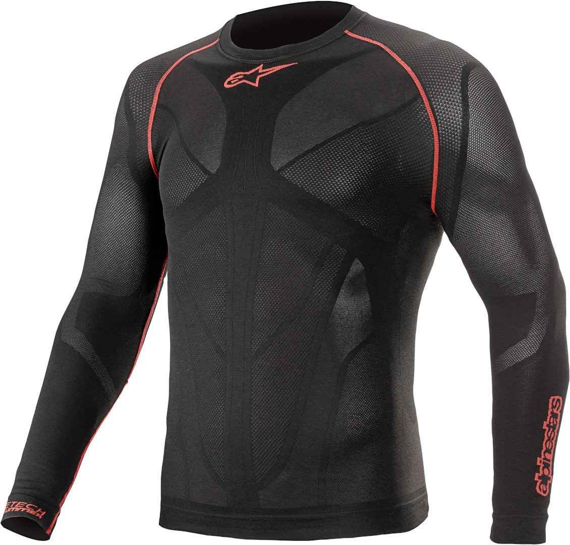 Alpinestars Ride Tech V2 Longsleeve Functioneel Shirt, zwart-rood, afmeting XS S