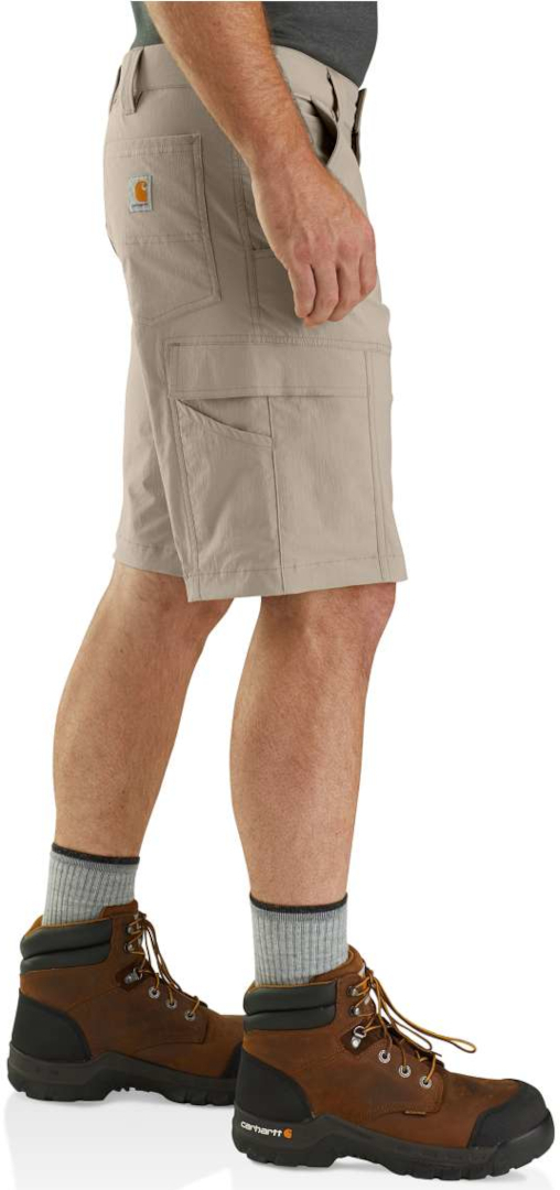 Side view of Carhartt Force Madden Ripstop Cargo Shorts, beige, Size 42 for Men