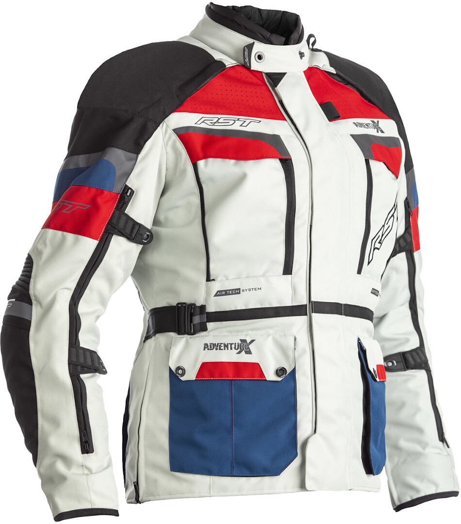 RST Pro Series Adventure-X Ladies Motorcycle Textile Jacket, white-red-blue, Size XS for Women, white-red-blue, Size XS for Women