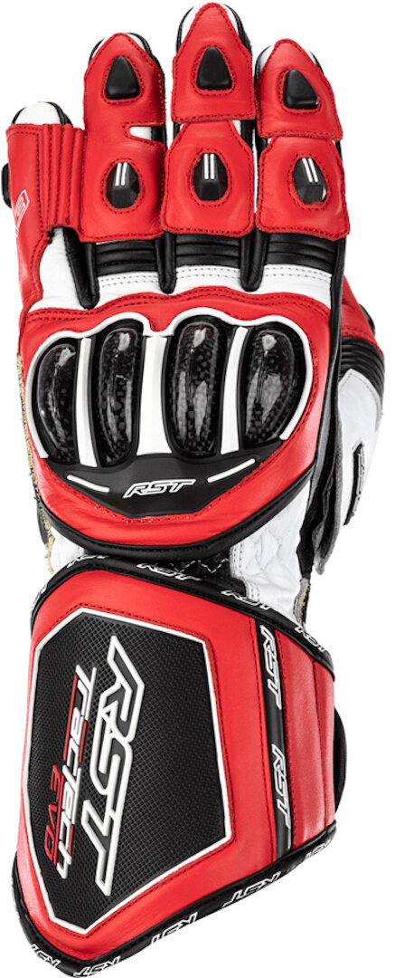 RST Tractech Evo 4 Motorcycle Gloves, black-white-red, Size S, black-white-red, Size S