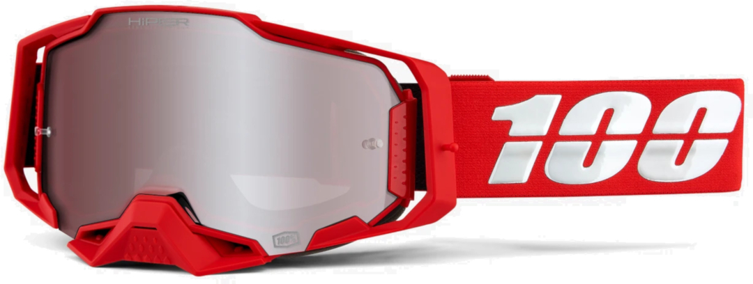 100% Armega Hiper Red Motorcross Bril, wit-rood