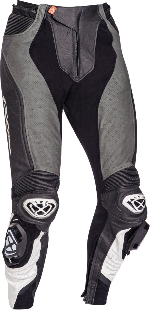 Ixon Vendetta Evo Motorcycle Leather Pants, black-grey-white, Size S, black-grey-white, Size S