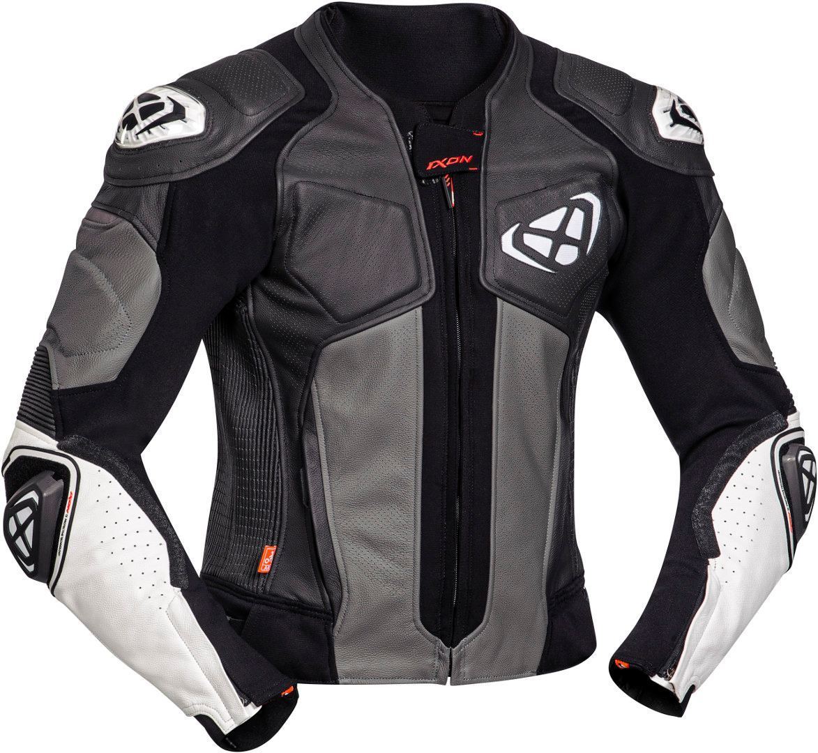Ixon Vendetta Evo Motorcycle Leather Jacket, black-grey-white, Size S, black-grey-white, Size S