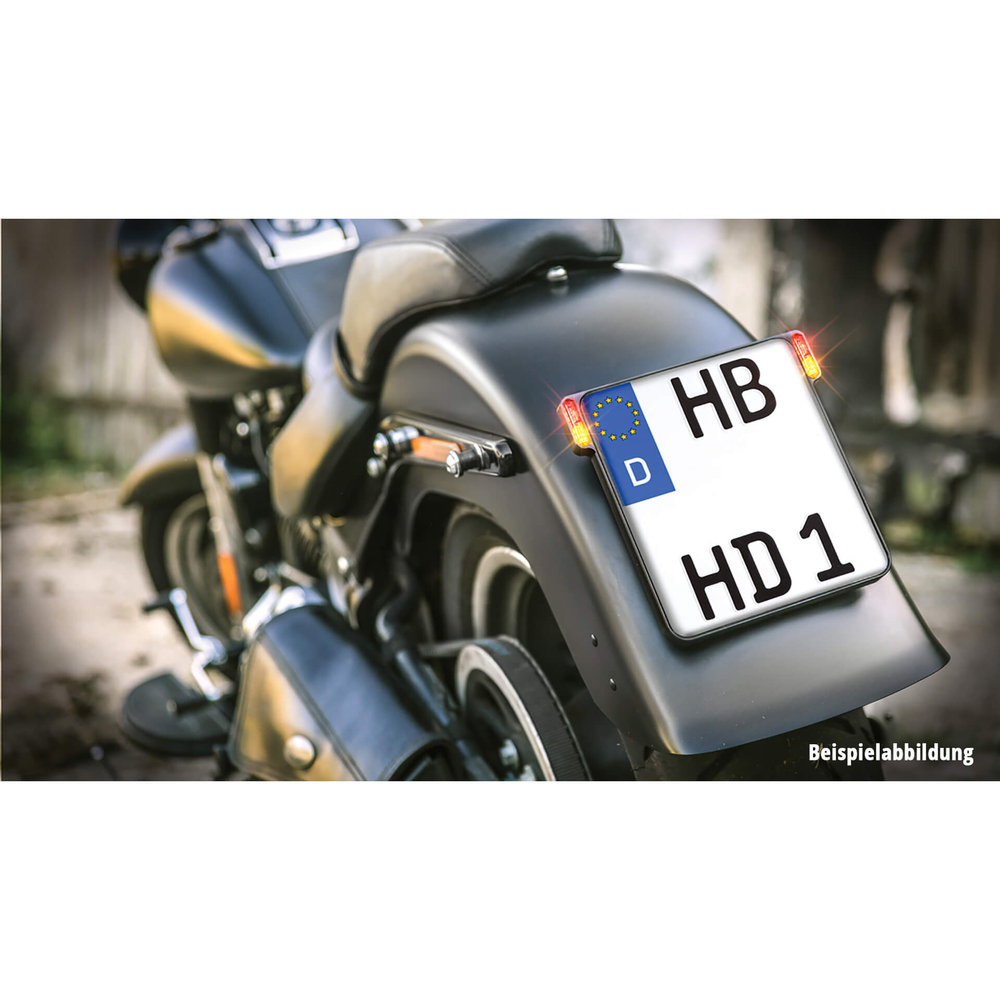 HeinzBikes ALL-IN-ONE Kennzeichenhalter mit 3in1 Blinker Brems-& Rücklicht und Kennzeichenleuchte, schwarz