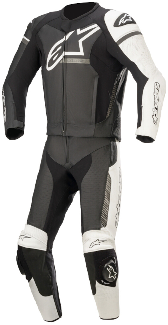 Alpinestars GP Force Phantom 2-Teiler Motorrad Lederkombi, schwarz-grau-weiss, Größe 50, schwarz-grau-weiss, Größe 50