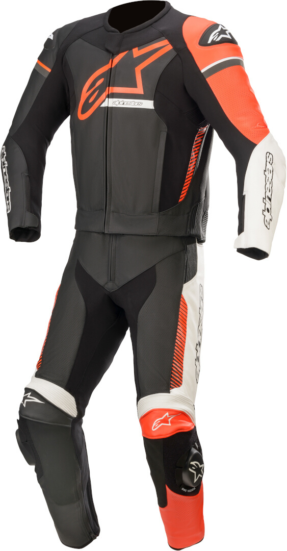 Alpinestars GP Force Phantom 2-Teiler Motorrad Lederkombi, schwarz-weiss-rot, Größe 56, schwarz-weiss-rot, Größe 56