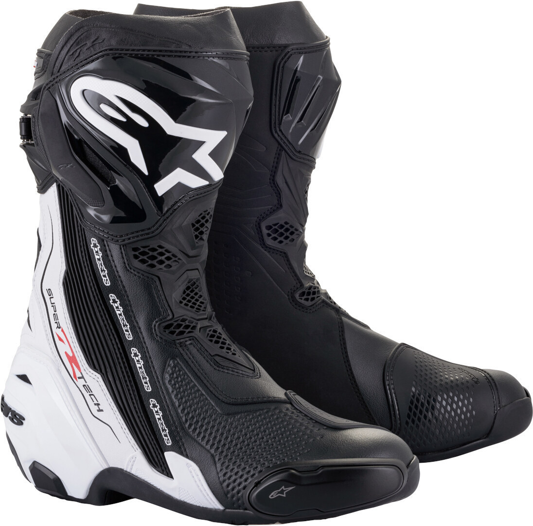 Alpinestars Supertech R Motorcycle Boots, black-white, Size 48, black-white, Size 48
