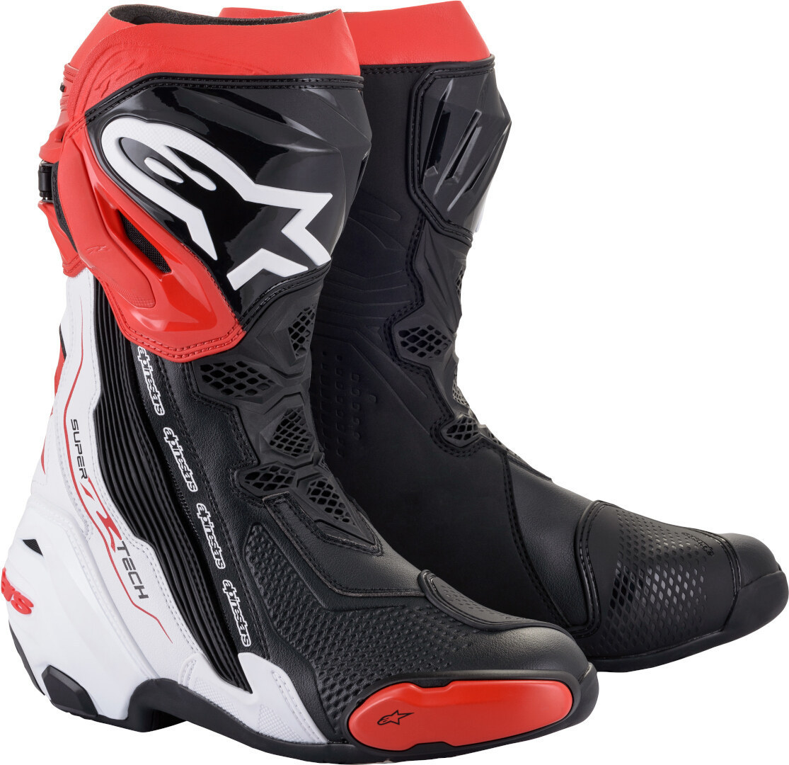 Alpinestars Supertech R Motorcycle Boots, black-white-red, Size 46, black-white-red, Size 46