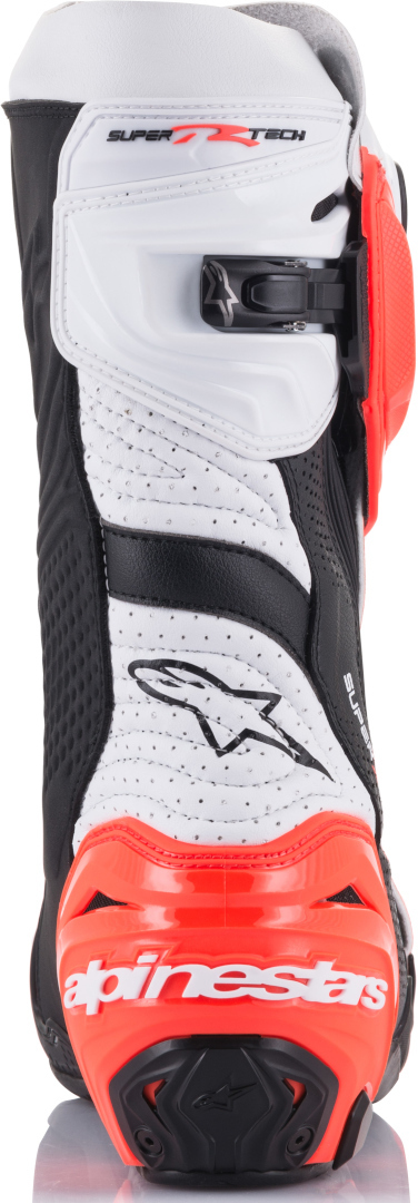 Side view of Alpinestars Supertech R Vented Motorcycle Boots, black-red, Size 48 for Men