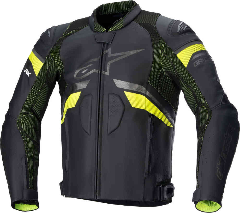 Alpinestars GP Plus R V3 Rideknit Мотоциклетная кожаная куртка Черный/Желтый 48 
