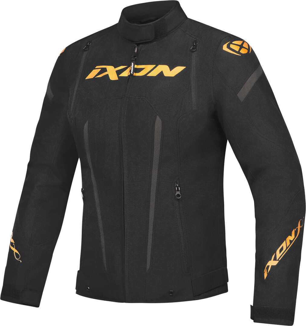 Ixon Women's Black Gold Striker Waterproof Motorcycle Textile Jacket, Black-Gold, For Medium