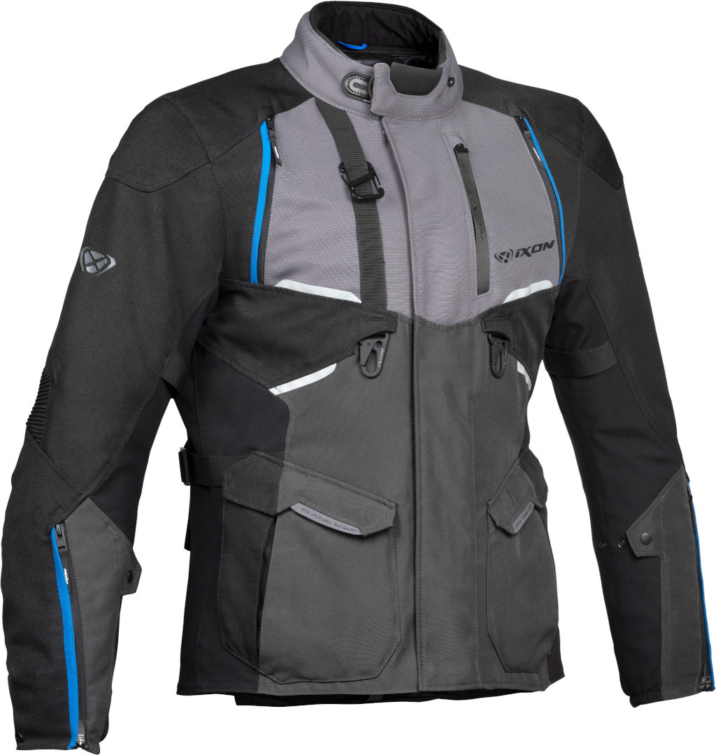Ixon Eddas Motorcycle Textile Jacket, black-grey-blue, Size S, black-grey-blue, Size S