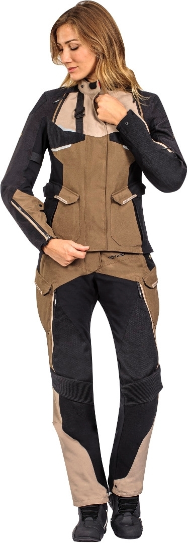 Side view of Ixon Eddas Ladies Motorcycle Textile Pants, black-brown, Size 3XL for Women