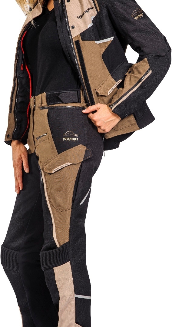 Side view of Ixon Eddas Ladies Motorcycle Textile Pants, black-brown, Size 3XL for Women