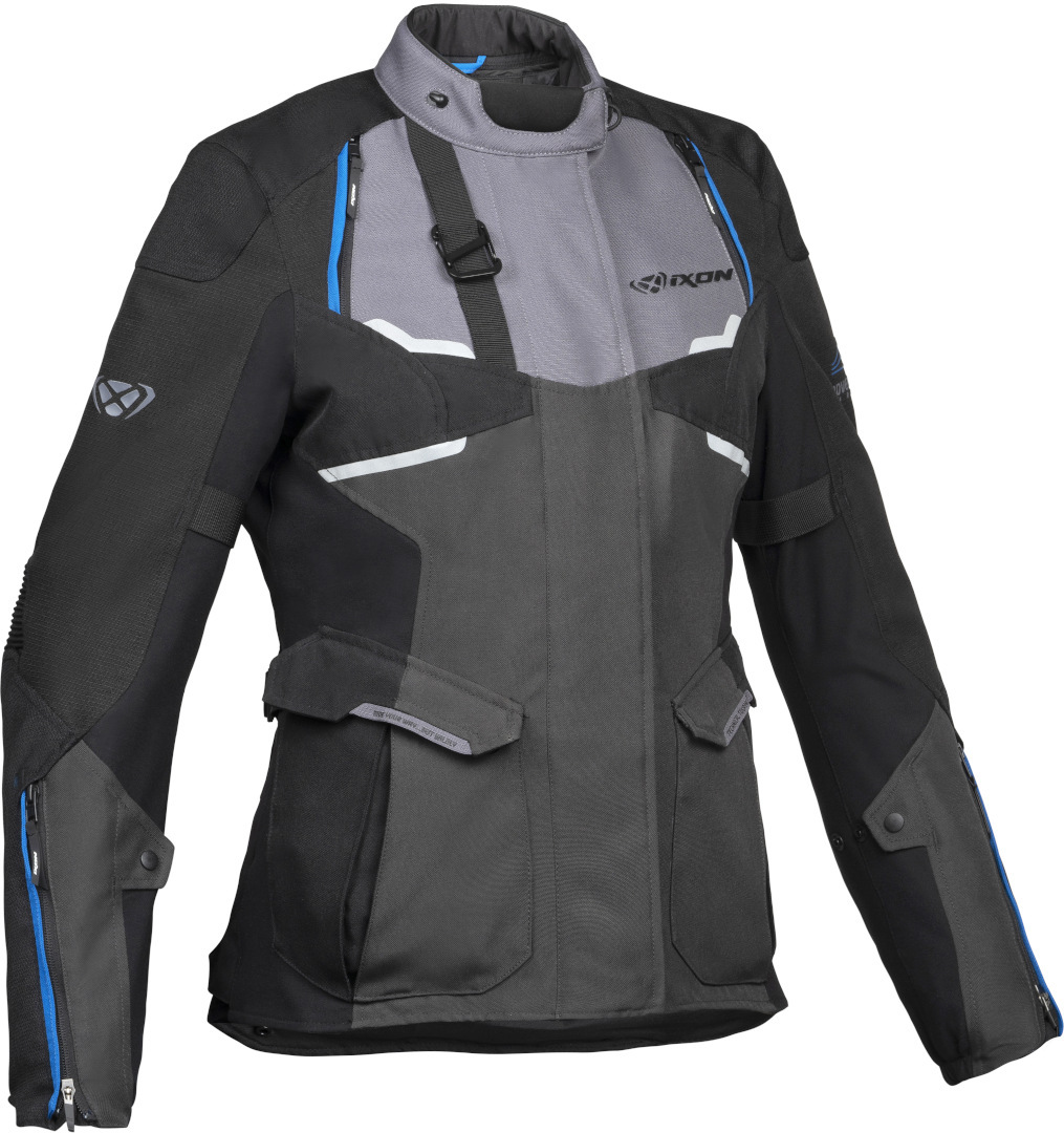 Ixon Eddas Ladies Motorcycle Textile Jacket, black-grey-blue, Size 3XL for Women, black-grey-blue, Size 3XL for Women