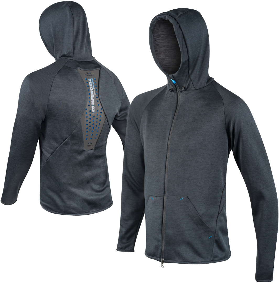 Side view of Komperdell Full Zip Hoody Protector Jacket, black, Size XS for Men