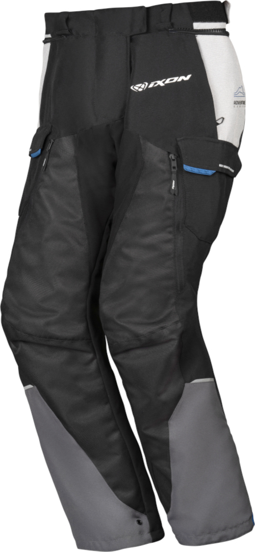 Side view of Ixon Balder Ladies Motorcycle Textile Pants, black-grey-blue, Size 2XL for Women