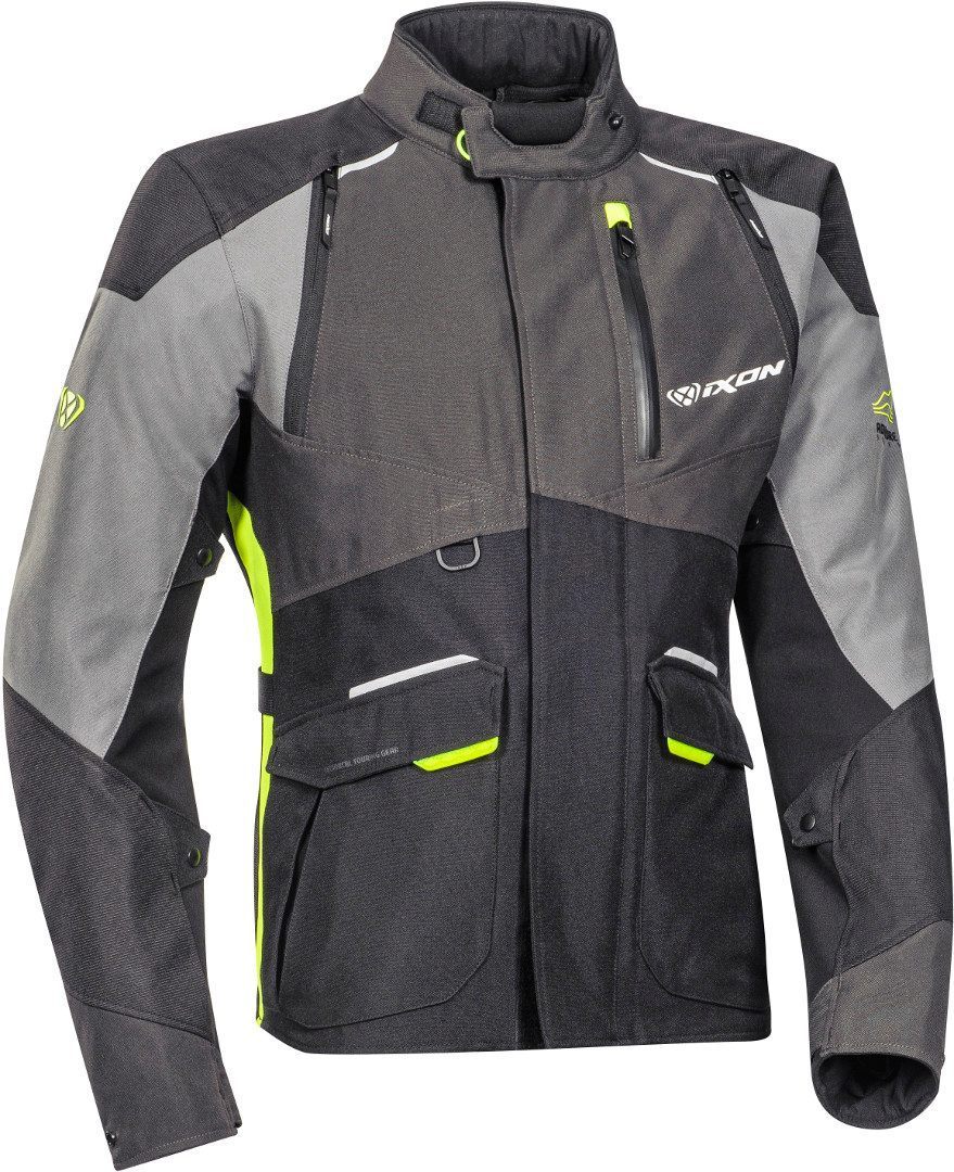 Ixon Balder Motorcycle Textile Jacket, black-grey-yellow, Size S, black-grey-yellow, Size S