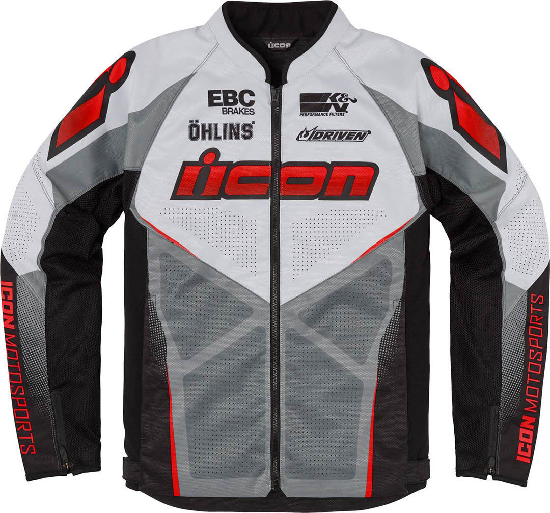 Icon Hooligan Ultrabolt Мотоцикл Текстиль куртка Серый/Черный/Красный M 