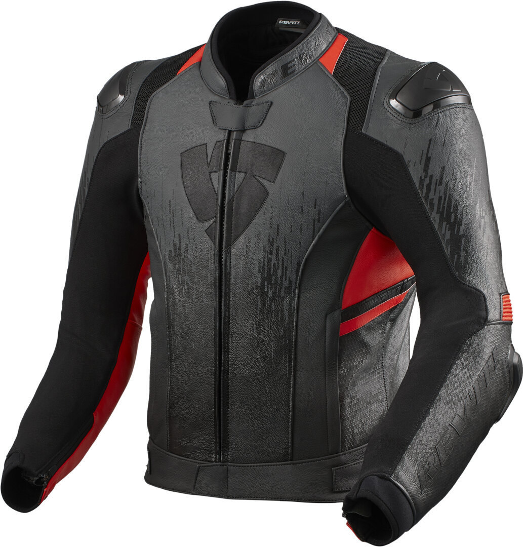 Revit Quantum 2 Motorcykel Läder Jacka, svart-grå-röd, storlek 46