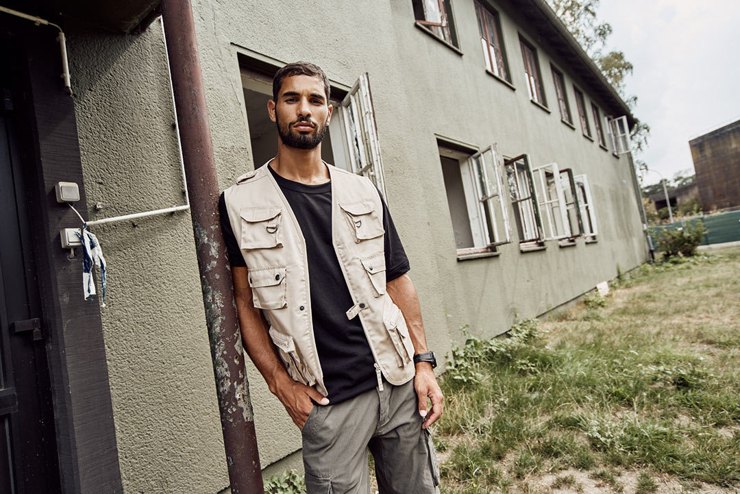 Side view of Brandit Hunting Vest, beige, Size L for Men