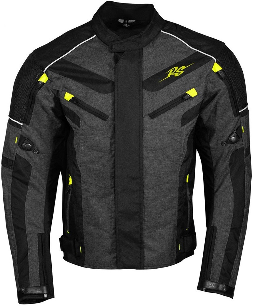 Rusty Stitches Romeo Veste textile moto, noir-gris-jaune, taille M pour Hommes