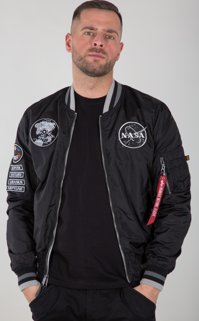 Alpha Industries MA-1 NASA Voyager Rev. Jacka, svart-grå, storlek L