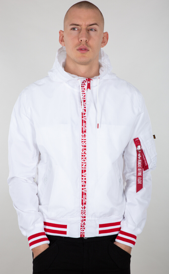 Alpha Industries MA-1 LW Hooded PZ Jacka, vit, storlek 3XL
