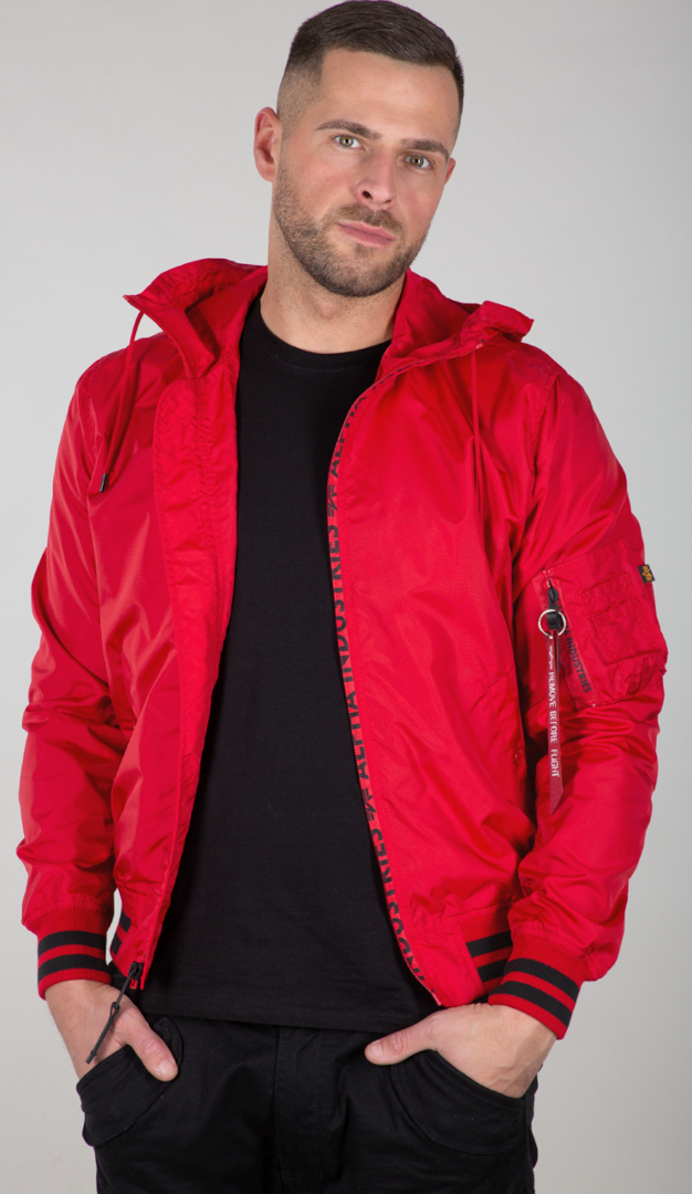 Alpha Industries MA-1 LW Hooded PZ Jacka, röd, storlek M