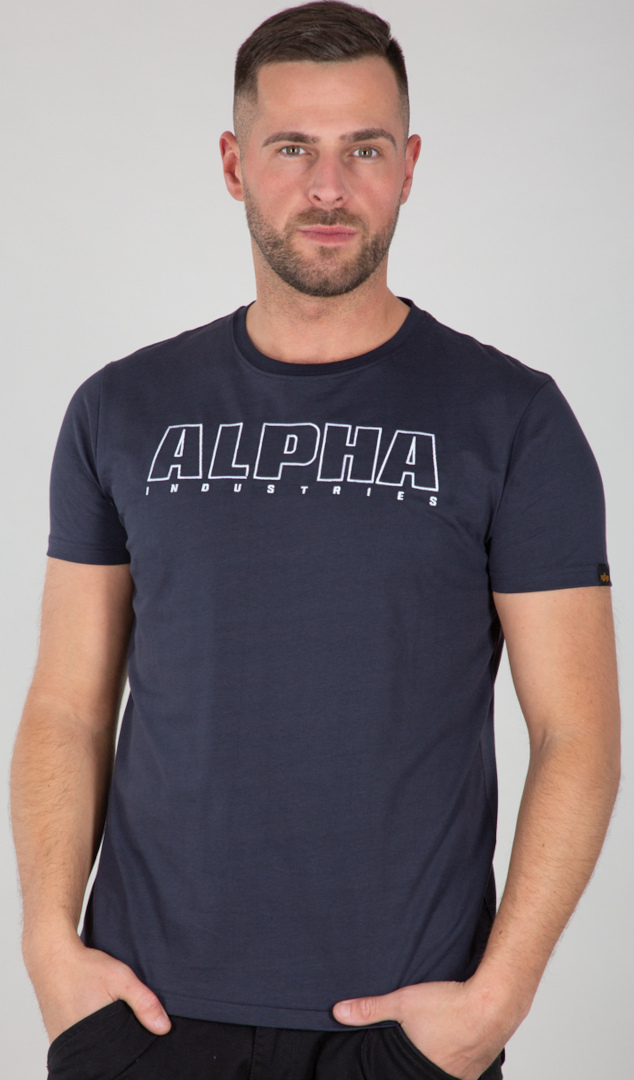 Alpha Industries Alpha Embroidery Heavy T-Shirt, weiss-blau, Größe S, weiss-blau, Größe S