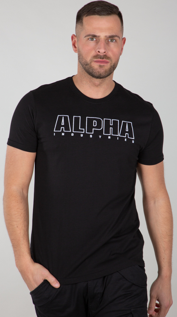 Alpha Industries Alpha Embroidery Heavy T-Shirt, schwarz-weiss, Größe L, schwarz-weiss, Größe L