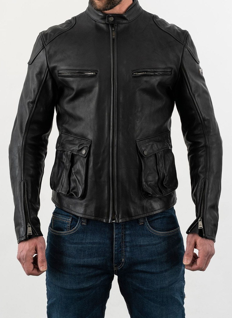 Rokker Goodwood Motorcycle Leather Jacket, black, Size S, black, Size S