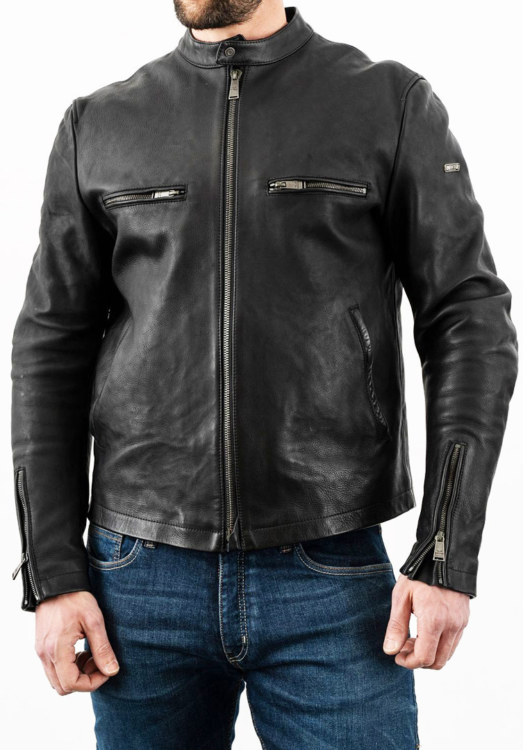 Rokker Commander Motorcycle Leather Jacket, black, Size S, black, Size S