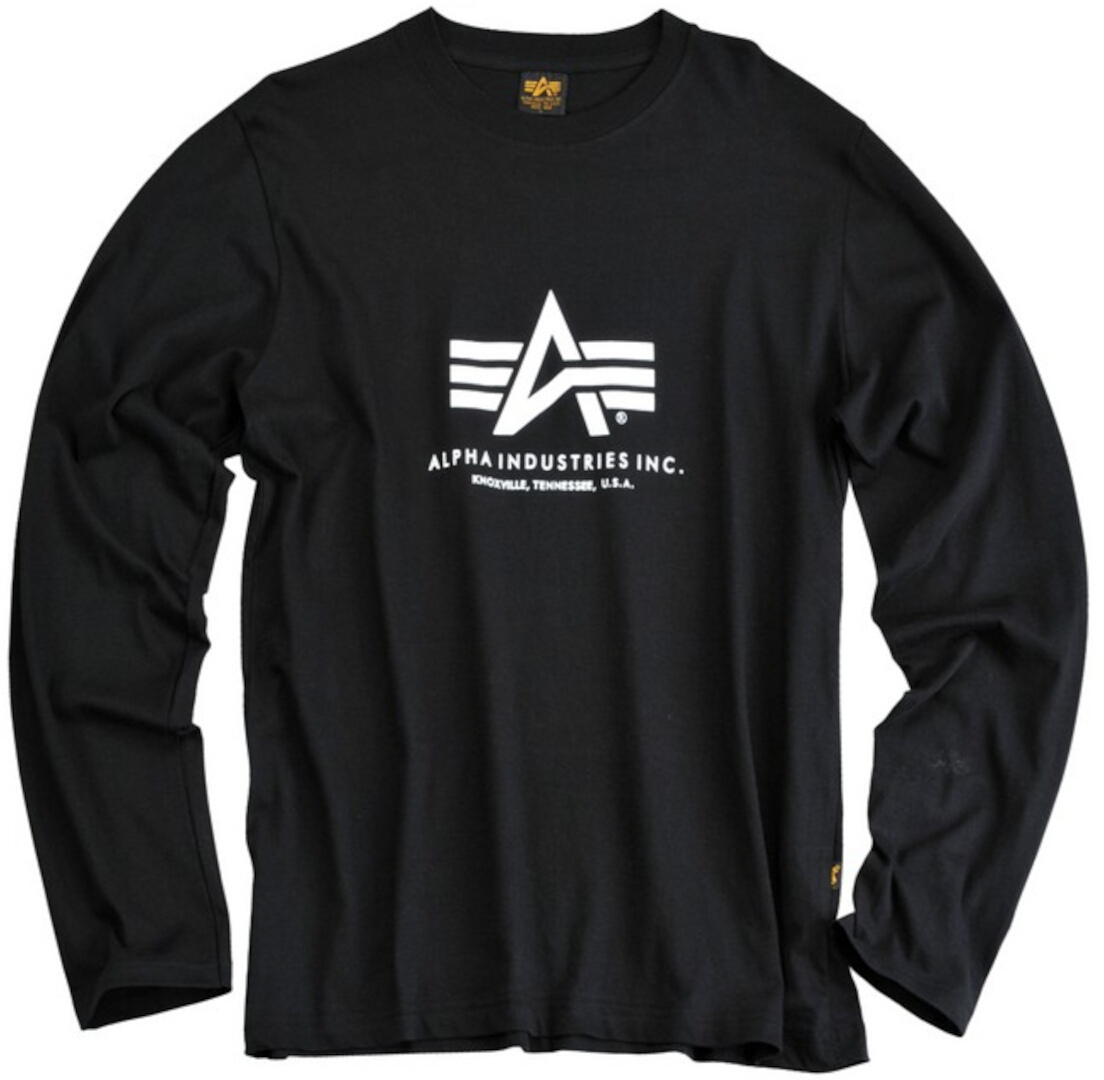 Alpha Industries Basic T Longsleeve Overhemd, zwart-wit, afmeting 3XL