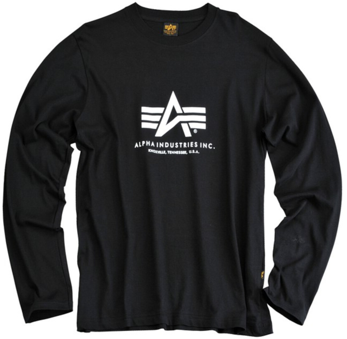 Alpha Industries Basic T Longsleeve Overhemd, zwart-wit, afmeting S