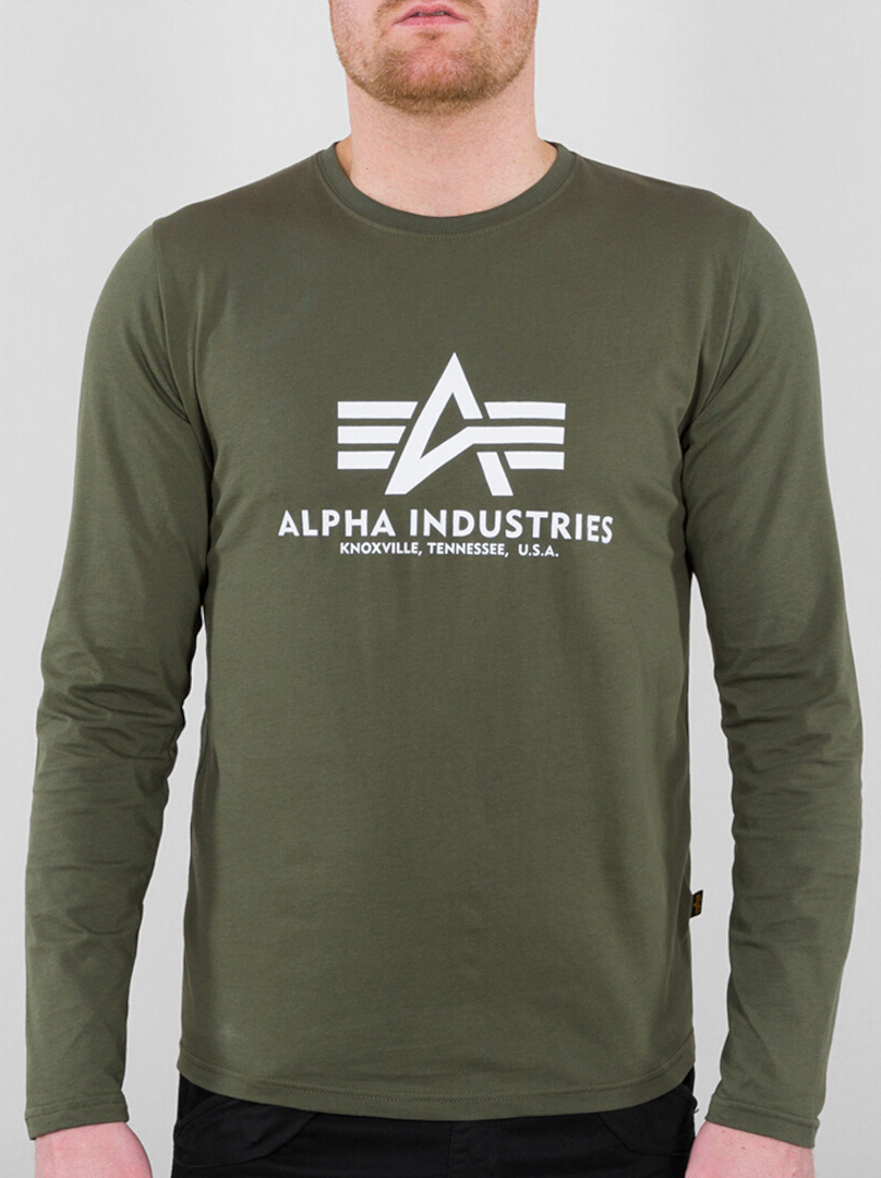Alpha Industries Basic T Longsleeve Overhemd, groen, afmeting 2XL