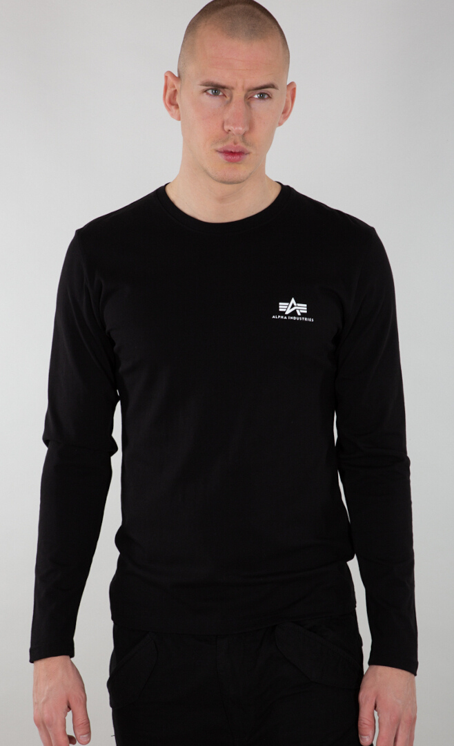 Alpha Industries Back Print Heavy Longsleeve Overhemd, zwart-wit, afmeting 3XL