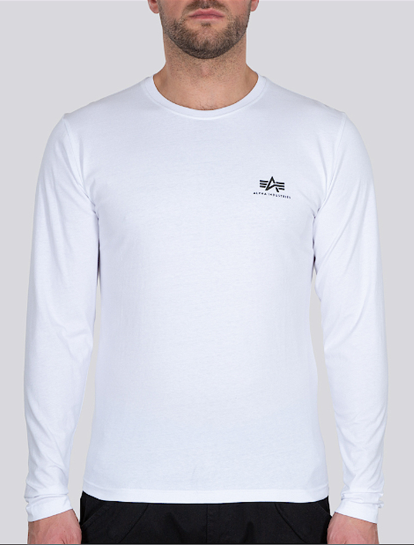 Alpha Industries Back Print Heavy Longsleeve Overhemd, zwart-wit, afmeting S