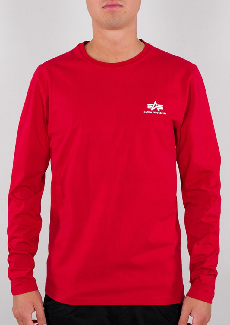 Alpha Industries Back Print Heavy Longsleeve Overhemd, wit-rood, afmeting 2XL