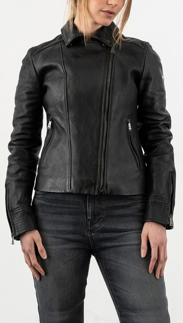 Rokker Bonny Motorcycle Leather Jacket, black, Size S for Women, black, Size S for Women