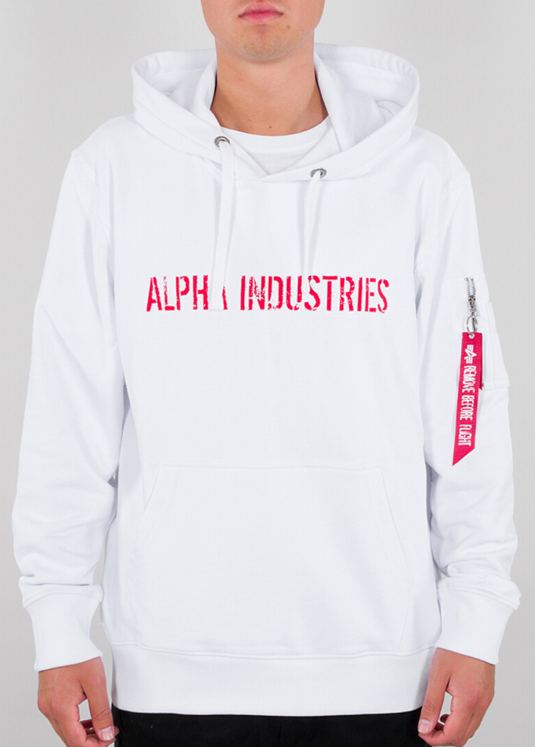 Alpha Industries RBF Moto Hoodie, wit-rood, afmeting L
