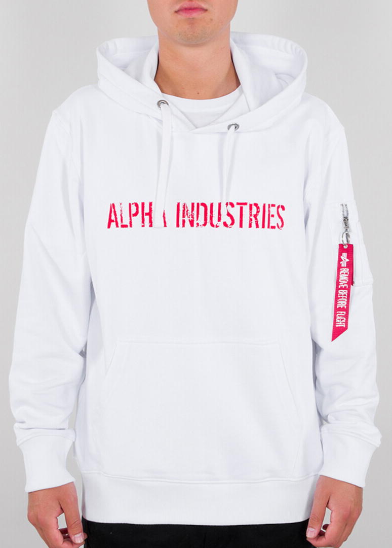 Alpha Industries RBF Moto Hoodie, vit-röd, storlek L