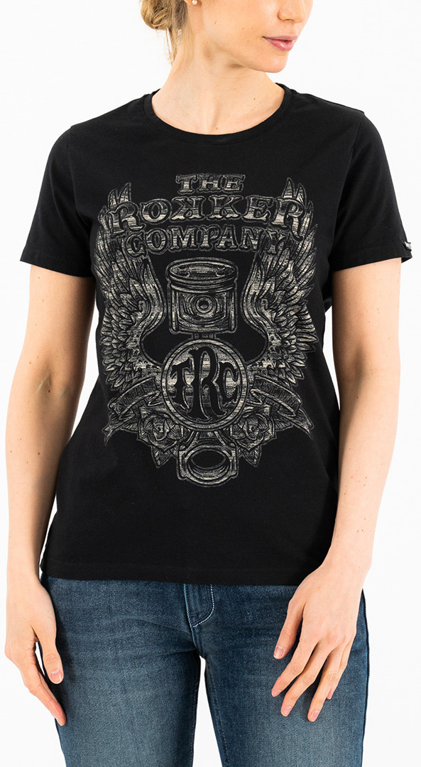 Rokker Wings Classic Ladies T-Shirt, black, Size XS for Women, black, Size XS for Women